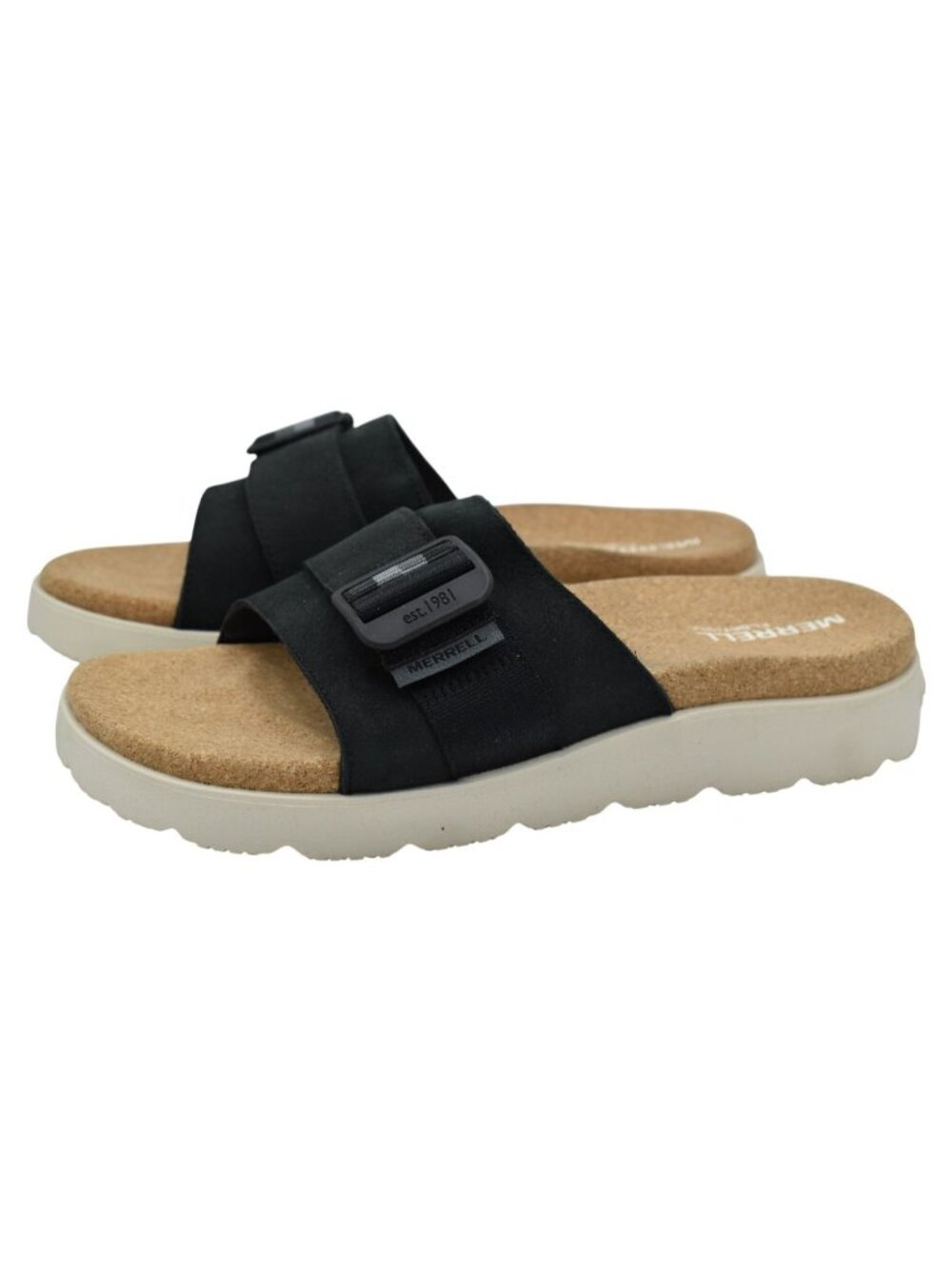 Merrell Womens Size 9 Fleur Slide‎ Black Suede Open Toe Sandals Shoes